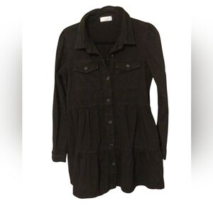 Vestique Black Denim Dress Long Sleeve Buttons SZ M